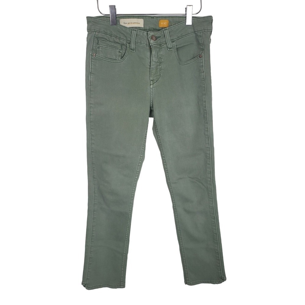 Pilcro And The Letterpress Green Jeans 27 Womens Skinny Leg Mid Rise Bottoms